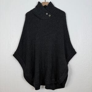 Baltic Inspirations Wool Ribbed Knit Poncho Sweater Lagenlook Minimalist OS